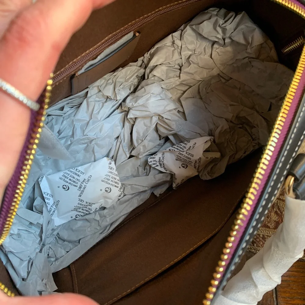 Authentic COACH Signature canvas/Smooth leather DisneyX  top zip Satchel/Crosby - Picture 12 of 16